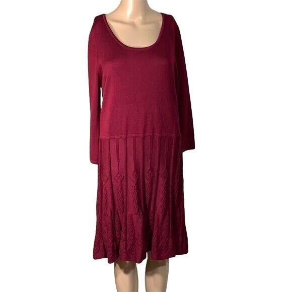 AB Studio Womens Sweater Dress A Line Long Sleeve Pullover Burgundy Red Large - Picture 1 of 8